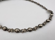 Vtg Fred Harvey Era Navajo Sterling Silver Turquoise Stamped Bib 1 Row Necklace - Additional view 5