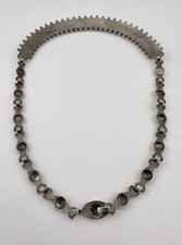 Vtg Fred Harvey Era Navajo Sterling Silver Turquoise Stamped Bib 1 Row Necklace - Additional view 9