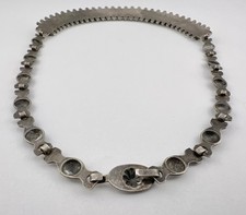 Vtg Fred Harvey Era Navajo Sterling Silver Turquoise Stamped Bib 1 Row Necklace - Additional view 10