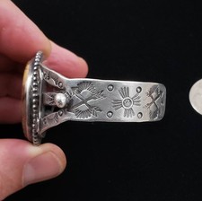 VTG Old Fred Harvey Era Coin Silver Navajo Spotted Jasper Ladies Cuff Bracelet - Additional view 5