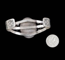 VTG Old Fred Harvey Era Coin Silver Navajo Spotted Jasper Ladies Cuff Bracelet - Additional view 6