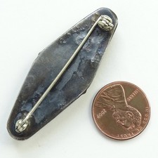 Old Fred Harvey Era Navajo Pin Brooch Oval Turquoise Satellite Raindrops Buttons - Additional view 4