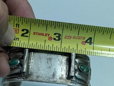 Navajo 1930 Fred Harvey Silver Turquoise Thunderbird Whirling Log Cuff Watchband - Additional view 7