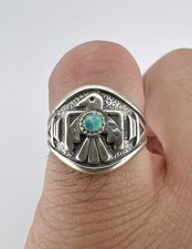 Vtg BELL TRADING POST Fred Harvey Era Sterling Silver Turquoise Thunderbird Ring