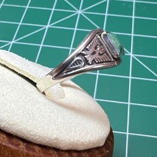 Vintage Early Bell Sterling Green Turquoise Thunderbird Fred Harvey Ring Sz 6.5 - Additional view 1
