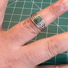 Vintage Early Bell Sterling Green Turquoise Thunderbird Fred Harvey Ring Sz 6.5 - Additional view 11