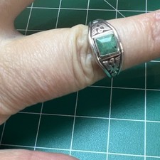 Vintage Early Bell Sterling Green Turquoise Thunderbird Fred Harvey Ring Sz 6.5 - Additional view 10