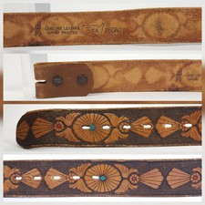 Vintage Chambers Fred Harvey Tooled Leather Belt & Buckle Steerhide READ ALL - Additional view 12