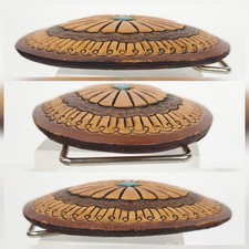 Vintage Chambers Fred Harvey Tooled Leather Belt & Buckle Steerhide READ ALL - Additional view 17