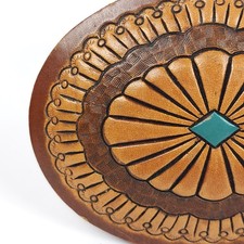 Vintage Chambers Fred Harvey Tooled Leather Belt & Buckle Steerhide READ ALL - Additional view 3