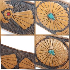 Vintage Chambers Fred Harvey Tooled Leather Belt & Buckle Steerhide READ ALL - Additional view 21