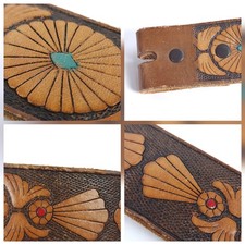 Vintage Chambers Fred Harvey Tooled Leather Belt & Buckle Steerhide READ ALL - Additional view 22