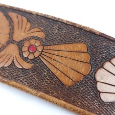 Vintage Chambers Fred Harvey Tooled Leather Belt & Buckle Steerhide READ ALL - Additional view 5