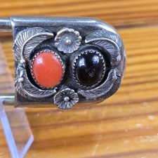 Vtg Fred Harvey Era Navajo Jeweled Large Safety Pin Brooch / Key Chain Sterling - Additional view 5