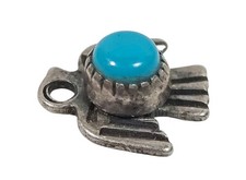 Tiny Navajo Thunderbird Turquoise Sterling Silver Fred Harvey Era Charm - Additional view 1