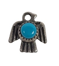 Tiny Navajo Thunderbird Turquoise Sterling Silver Fred Harvey Era Charm