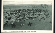 DODGE CITY, KS *  CATTLE ROUNDUP & SANTA FE PARK * (2) UNPOSTED FRED HARVEY WB - Additional view 2