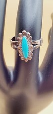 Vtg Navajo Fred Harvey Era Bell Trading Post Turquoise Sterling Ring Size 6 - Additional view 7
