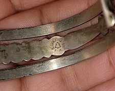 FRED HARVEY Cuff Bracelet Nickle Silver CARINATED Petite SNAKE EYES TURQUOISE - Additional view 2