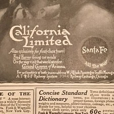 1911 Santa Fe deluxe Fred Harvey Indian California ATSF Train Railway Print Ad - Additional view 3