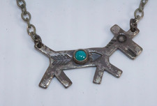 STERLING SILVER Turquoise Stamped Fred Harvey Era DOG Tie Clip Lot #97 - Additional view 1