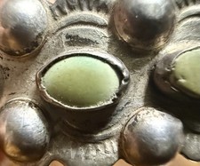 Vtg Fred Harvey Era Coin Silver Green Stone Cuff Bracelet Silver Products Mark - Additional view 5