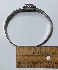 NAVAJO SILVER STAMP WORK & PETRIFIED WOOD BRACELET Vintage FRED HARVEY - Additional view 4