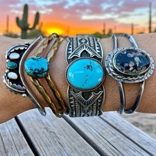 Navajo Sterling Silver Turquoise Cuff Bracelet MUSEUM Quality Signed Maloney 65g - Additional view 1