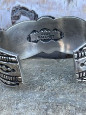 Navajo Sterling Silver Turquoise Cuff Bracelet MUSEUM Quality Signed Maloney 65g - Additional view 4