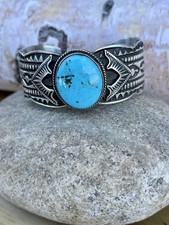 Navajo Sterling Silver Turquoise Cuff Bracelet MUSEUM Quality Signed Maloney 65g - Additional view 8