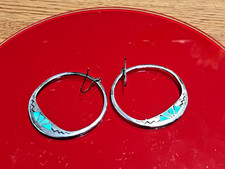 🔥NATIVE AMERICAN Navajo FRED HARVEY 925 Sterling Silver HUGE Turquoise Earrings - Additional view 9