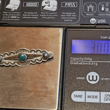 Vintage Fred Harvey Era Sterling Silver Turquoise Brooch with C Clasp - 1 3/4” - Additional view 15