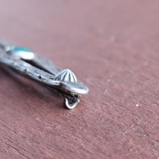 Vintage Fred Harvey Era Sterling Silver Turquoise Brooch with C Clasp - 1 3/4” - Additional view 7