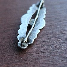 Vintage Fred Harvey Era Sterling Silver Turquoise Brooch with C Clasp - 1 3/4” - Additional view 9