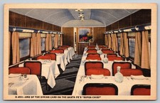Vintage Santa Fe Super Chief Dining Car Postcard Fred Harvey 1940s