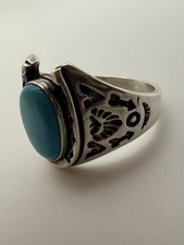 12.5 Vintage Fred Harvey Style Sterling Silver Turquoise Horseshoe Ring STAMPED - Additional view 1