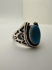 12.5 Vintage Fred Harvey Style Sterling Silver Turquoise Horseshoe Ring STAMPED - Additional view 3