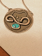 💥 Native Navajo Fred Harvey Sterling Silver Turquoise Pendant By Joleen Yazzie - Additional view 14