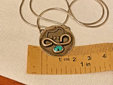 💥 Native Navajo Fred Harvey Sterling Silver Turquoise Pendant By Joleen Yazzie - Additional view 18