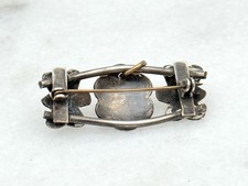 Early Native American Sterling Silver Fred Harvey Era Turquoise Bee Stamped Pin - Additional view 1