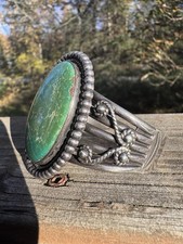 NATIVE AMERICAN NAVAJO TURQUOISE & STERLING FRED HARVEY ERA CUFF - Additional view 2