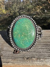 NATIVE AMERICAN NAVAJO TURQUOISE & STERLING FRED HARVEY ERA CUFF