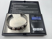 Vintage Fred Harvey Era Navajo Sterling Silver Montana Agate Cuff Bracelet 32.6g - Additional view 6