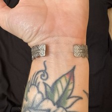 Vintage Fred Harvey Era Bracelet Machine Stamped Metal Composite Stones - Additional view 6