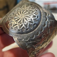 VINTAGE NAVAJO FRED HARVEY ERA THUNDERBIRD STAMP STERLING SILVER BRACELET vafo - Additional view 12