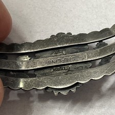 Vtg Fred Harvey Era Navajo Turquoise Hand stamp Sterling silver Bracelet See Des - Additional view 5