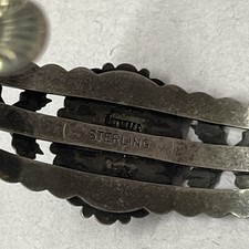 Vtg Fred Harvey Era Navajo Turquoise Hand stamp Sterling silver Bracelet See Des - Additional view 10