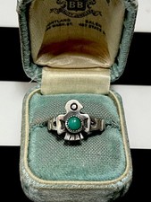 Bell Trading Post Thunderbird Sterling Turquoise Ring Size 6 1/2 Fred Harvey Era - Additional view 1