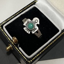 Bell Trading Post Thunderbird Sterling Turquoise Ring Size 6 1/2 Fred Harvey Era - Additional view 2