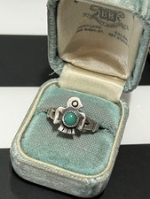 Bell Trading Post Thunderbird Sterling Turquoise Ring Size 6 1/2 Fred Harvey Era - Additional view 4
